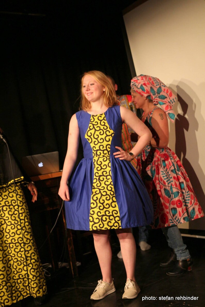 Mbole Cute african cotton dress with gathers. elegant
