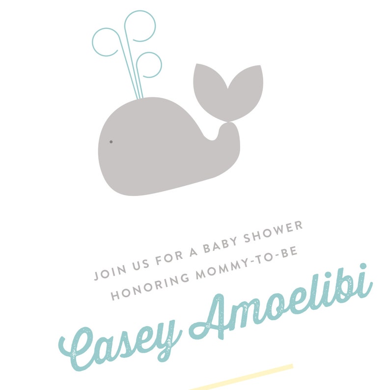 Whale Baby Shower Invitation Etsy