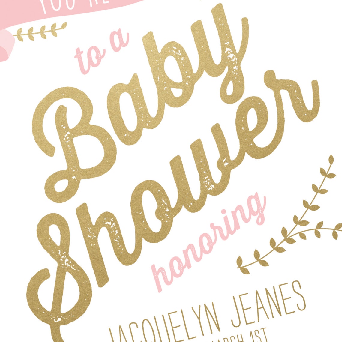 Pink & Gold Baby Shower Invitation Etsy