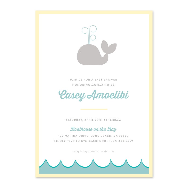Whale Baby Shower Invitation image 1