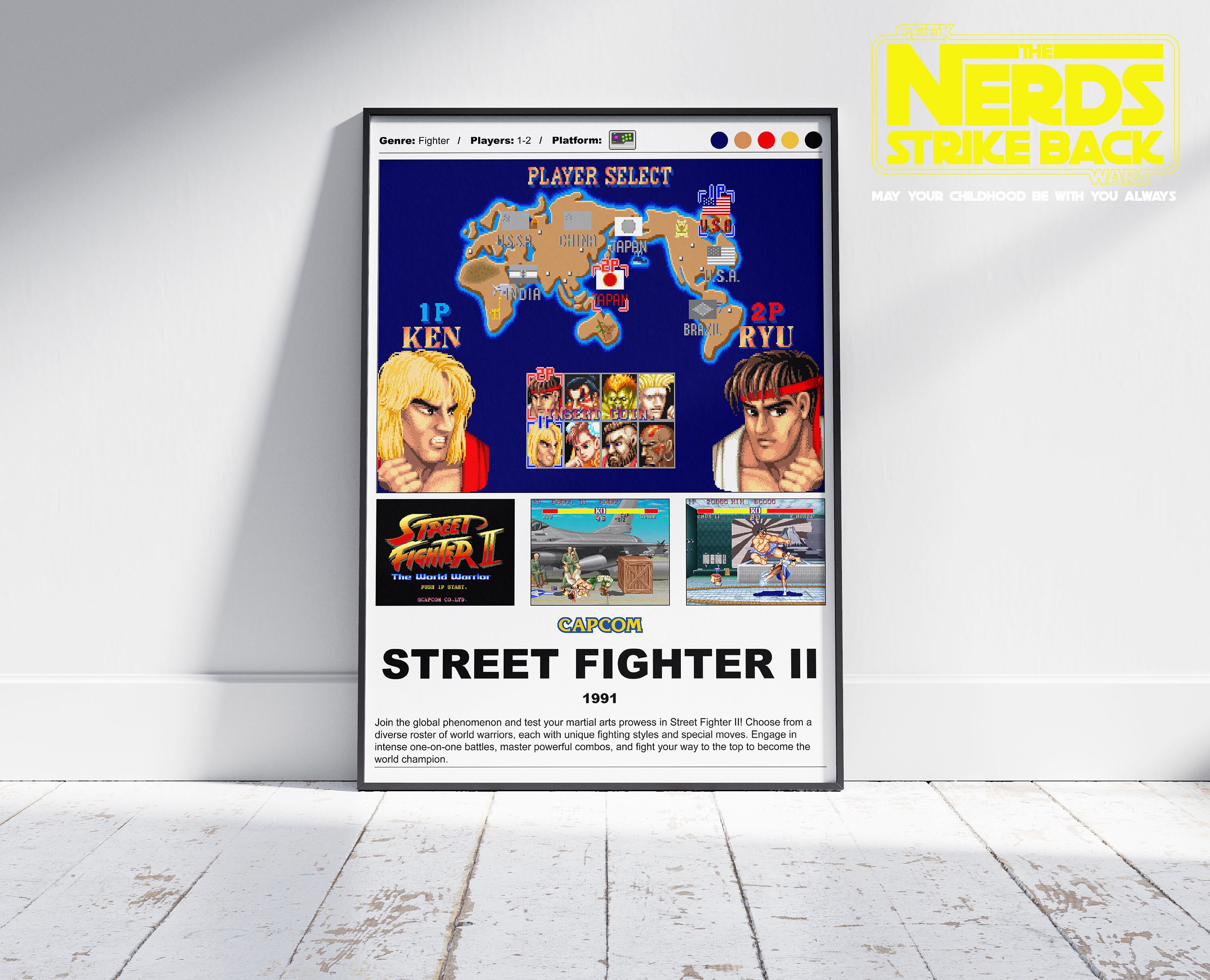 Street Fighter II 1991 Retro Video Game Poster Classic Retro Game street-fighter-ii-1991-retro-video-game-poster-classic-retro-game