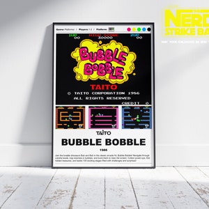 Bubble Bobble (1986) Arcade Poster - Classic Retro Game Art Print - A4-A3-A2-A1 Unframed Poster