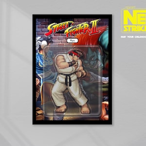 Street Fighter II Characters Prints | Retro Video Game Art | Action Figure-Inspired Design