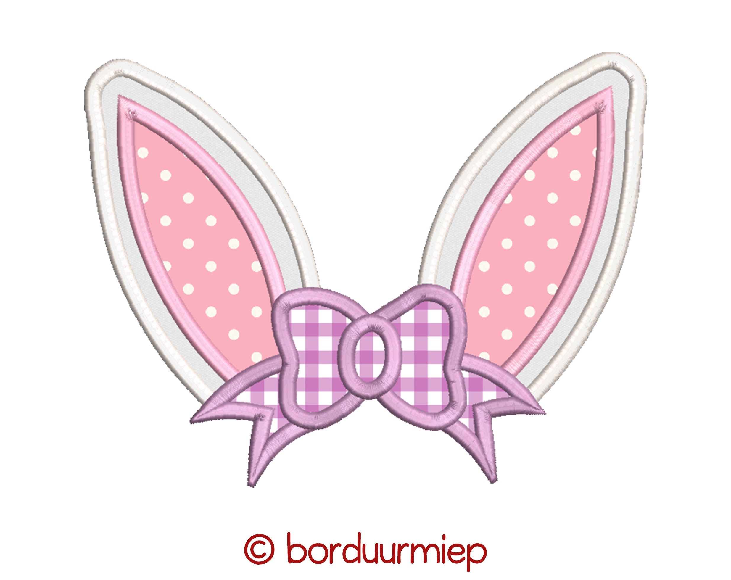 Bunny ears with bow Applique Machine Embroidery Design Etsy