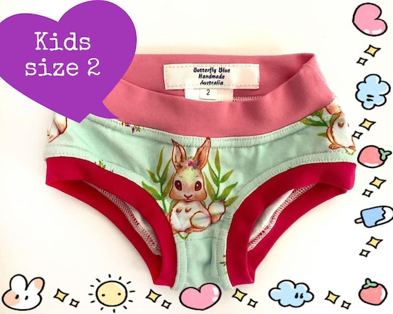 Girls Easter Bunny Undies / Panties, Size 2, Ready to Post 