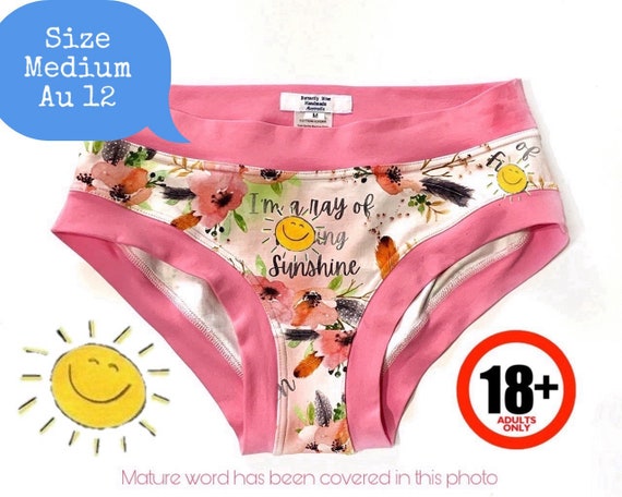 Women's Underwear Mature F Wording, Size M AU12, F Ray of Sunshine