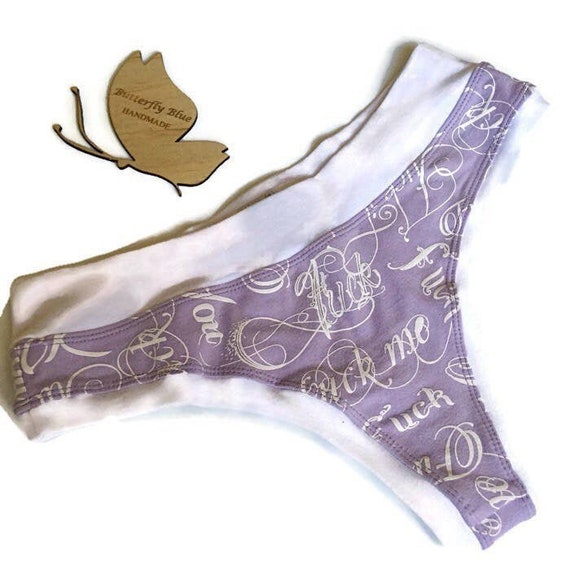 Women's Thong Underwear, Size Small AU 10, F Word Lilac Panties -   Canada