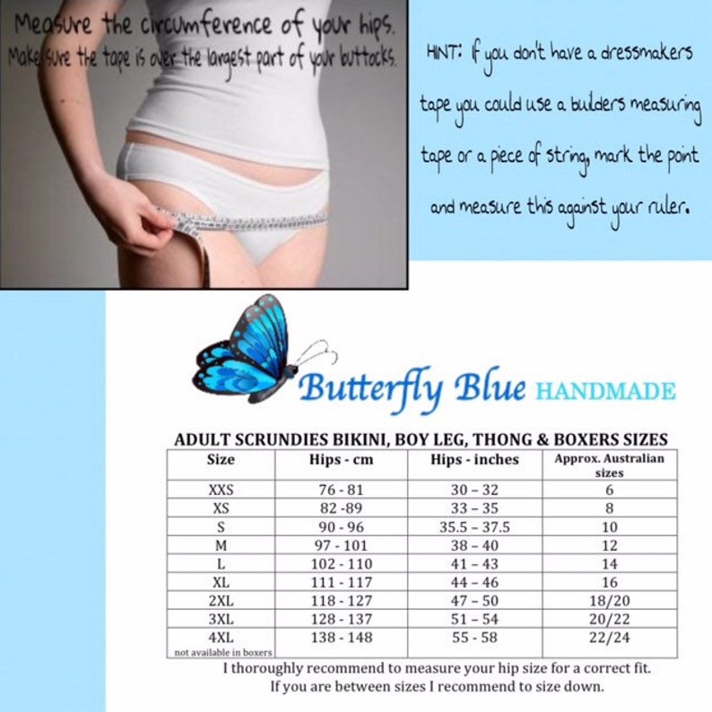 Scrundies Ladies custom made panties Thong /& Boxerwear in all sizes. Jelly bean fabric Bunzies