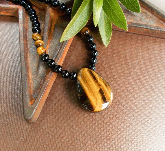 Onyx and cheap tiger eye necklace