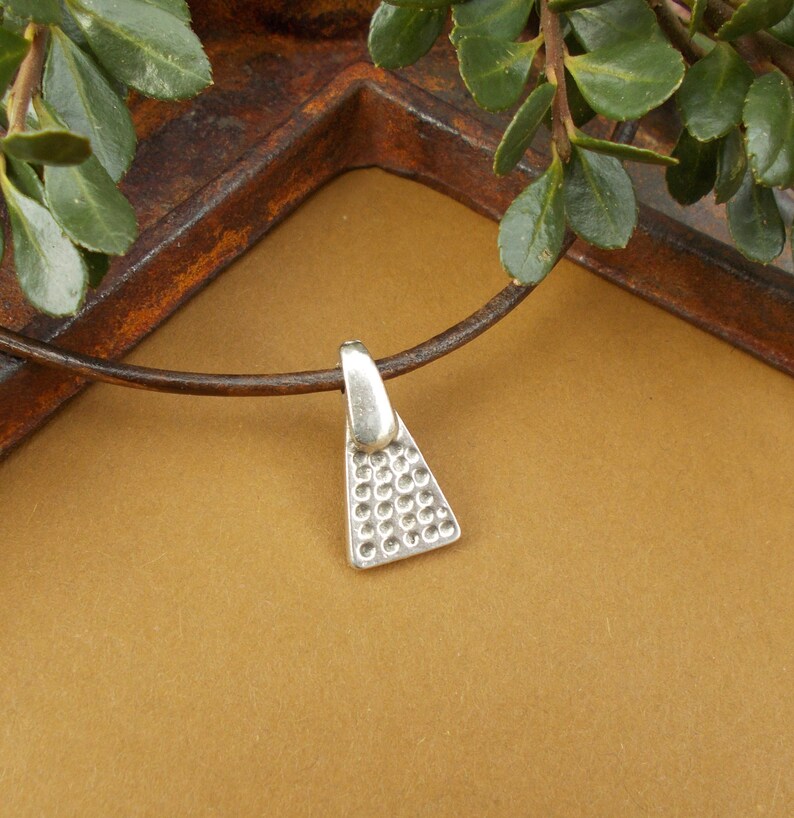 Custom Spiritual Swirl Necklace or Choker Gifts Small Silver Bronze or Copper Patina Charm Greek Pyramid Spiral Pendant on Leather Cord