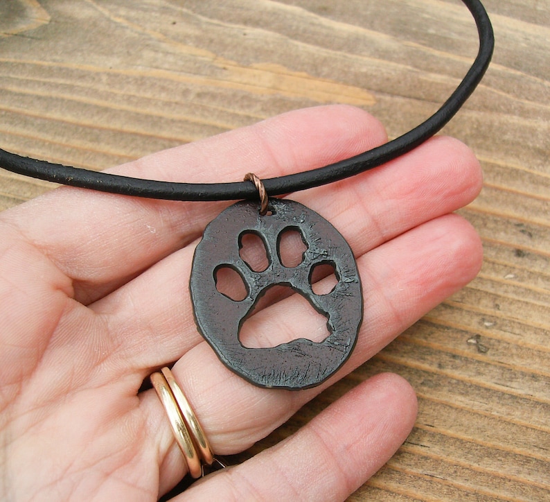 Dog Lover's Necklace Large Copper Dog Paw Pendant on Etsy