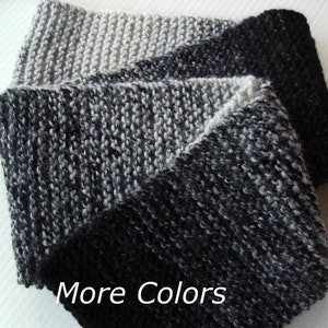 Long Soft Hand Knit Unisex Winter Scarf, Men&#39;s Chunky Wool Blend Knitwear, Black Gray Denim Blue Green Burgundy, Ready to Ship Gifts for Him