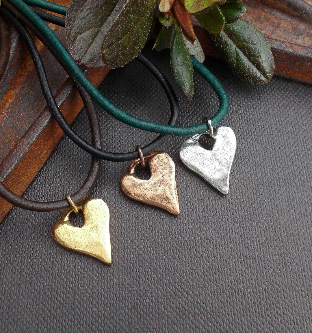 ネックレス・ペンダント Wavy Heart Leather Cord Necklace #5766 41-2-bbbTWL.jpg