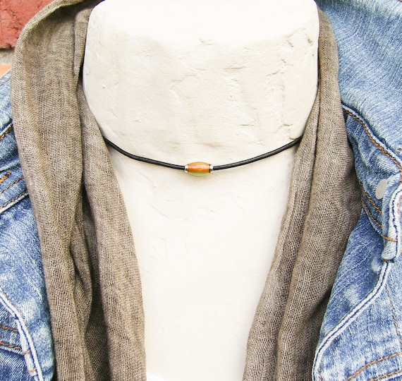 Mood Bead Leather Choker: Color-Changing Custom Retro Necklace