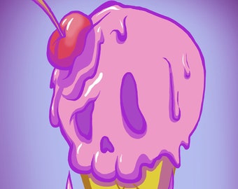 Ice Cream Skull - Mini Print