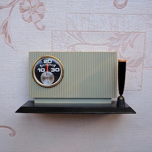 Vintage stand for pen and paper. Holder for paper. Desktop thermometer.