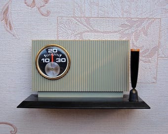 Vintage stand for pen and paper. Holder for paper. Desktop thermometer.