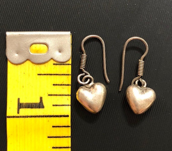 Vintage Mexico Sterling Silver Puffy Heart Dangle… - image 4