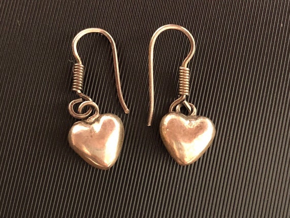 Vintage Mexico Sterling Silver Puffy Heart Dangle… - image 5