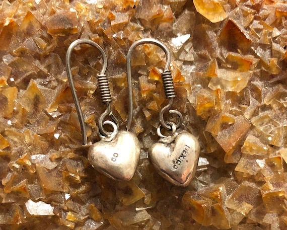 Vintage Mexico Sterling Silver Puffy Heart Dangle… - image 2