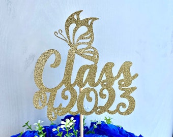 Personalized Butterfly Graduation Centerpiece, Butterfly Class of 2023 , Graduation Decorations, Graduation Party, Graduation Floral Pick