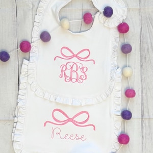 Custom baby gift, Monogrammed bib, Custom burp cloth, Embroidered baby gift, Custom baby girl gift, Monogrammed baby girl, Baby shower gift