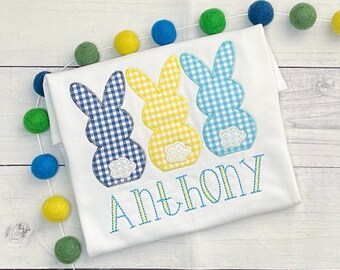 Boys Easter Shirt | Bunny Ears | Easter Onesie | Easter Bunny | Applique | Embroidery