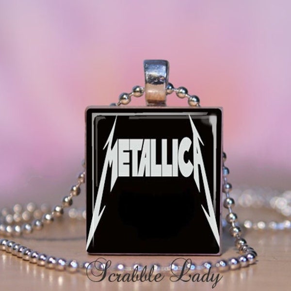 METALLICA Scrabble Necklace.  80s Scrabble Pendant.  Metallica Charm, Key Ring, Earrings.  Metallica Rock & Roll Fan Gift.  #115