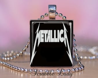 METALLICA Scrabble Necklace.  80s Scrabble Pendant.  Metallica Charm, Key Ring, Earrings.  Metallica Rock & Roll Fan Gift.  #115