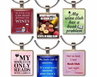 Book Lover Scrabble Wine Charms.  Set of 6 Wine Glass Charms. Wine Lovers Gift.  Wine Markers. Book Club Gift. Librarian Gift. Reader.