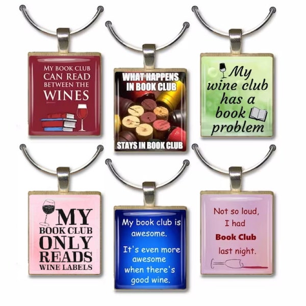 Book Lover Scrabble Wine Charms.  Set of 6 Wine Glass Charms. Wine Lovers Gift.  Wine Markers. Book Club Gift. Librarian Gift. Reader.