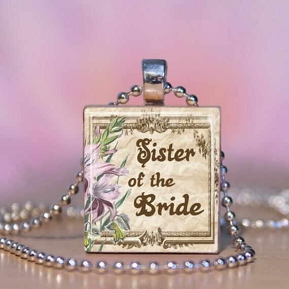 Handmade Wedding Matron of Honor Shower Party Gift Wooden Scrabble Pendant Necklace Charm