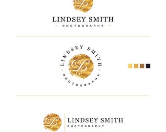 Premade Gold Logo, Logo Monogram, Gold Circle Logo, Blog Logo Kit, Vintage Logo Design, Mini Branding Kit, Photography Logo Kit, Logo Stamp