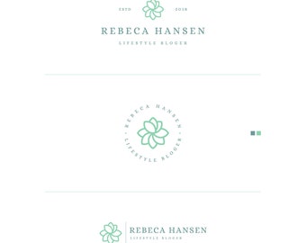 Premade Flower Logo, Branding Kit, Rose Gold Design