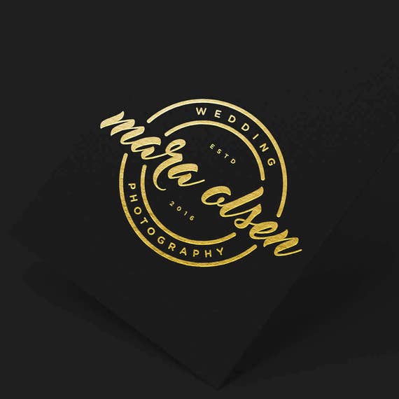 Elegant Wedding Logo, Wedding Logo Branding, Calligraphy Logo, Stamp Logo, Gold Business Logo, Modern logo, Circle Logo, Gold Blog Logo
