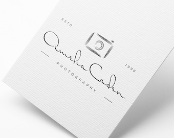 Camera Logo Design Template, Handwritten Calligraphy (Instant Download)