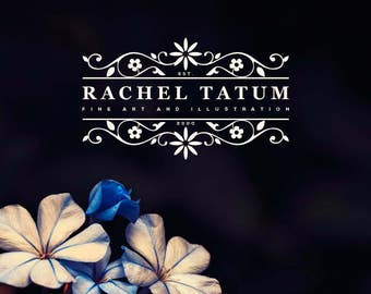 Floral Logo Design Template, Elegant Flower Blog, DIY Branding (Instant Download)