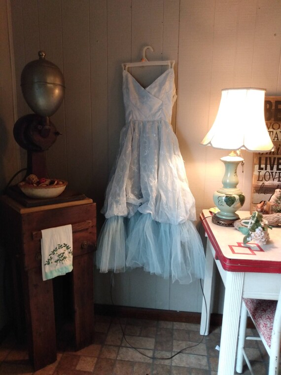 Powder Blue 1940's-50's Fancy Ball Gown Party Fair