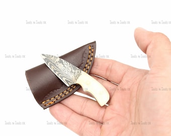 4Pcs Mini Pocket Knife Set Tiny Damascus Mini Knife with Sheath