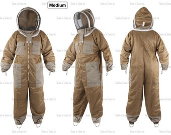 New Khaki Adult Medium Three Layers Mesh Beekeeping Suit Bee Ventilated Cool Air