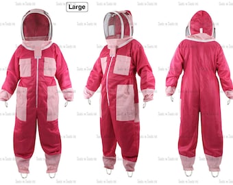 New Pink Adult Large Three Layers Mesh Beekeeping Suit Bee Ventilated Cool Air