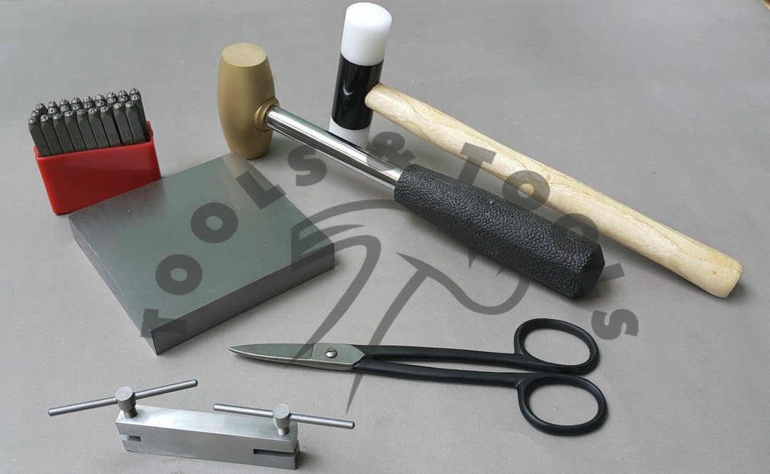 Metal Stamping Starter Kit With Letter Stamps, Mallet, Block, Shears, Hole Punch Etsy