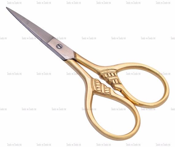 3.5 Multi Purpose Small Embroidery Fancy Scissors Gold Plated Floral  Pattern 3