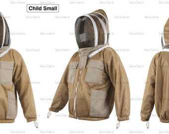 Khaki Child Size Small Jacket Three Layers Mesh Beekeeping Ventilated Cool Air