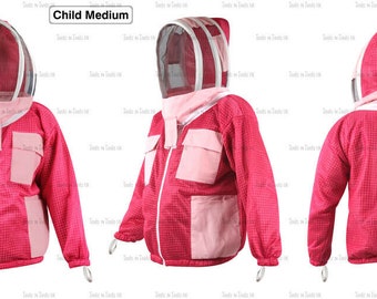 Pink Child Size Medium Jacket Three Layers Mesh Beekeeping Ventilated Cool Air