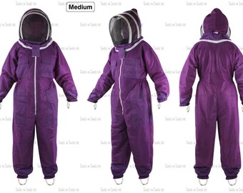 Purple Adult Medium Three Layers Mesh Beekeeping Suit Bee Ventilated Cool Air