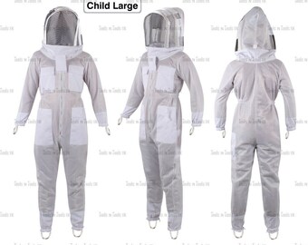 White Child Size Large Three Layers Mesh Beekeeping Suit Bee Ventilated Coolair