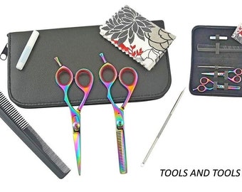 Quality TITANIUM 5.5'' Hairdressing Scissors Kit Shears Barber Salon Multi Color