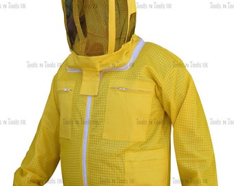 Yellow Three Layers Mesh Ultra Beekeeping Jacket Bee Ventilated Cool Air X-large