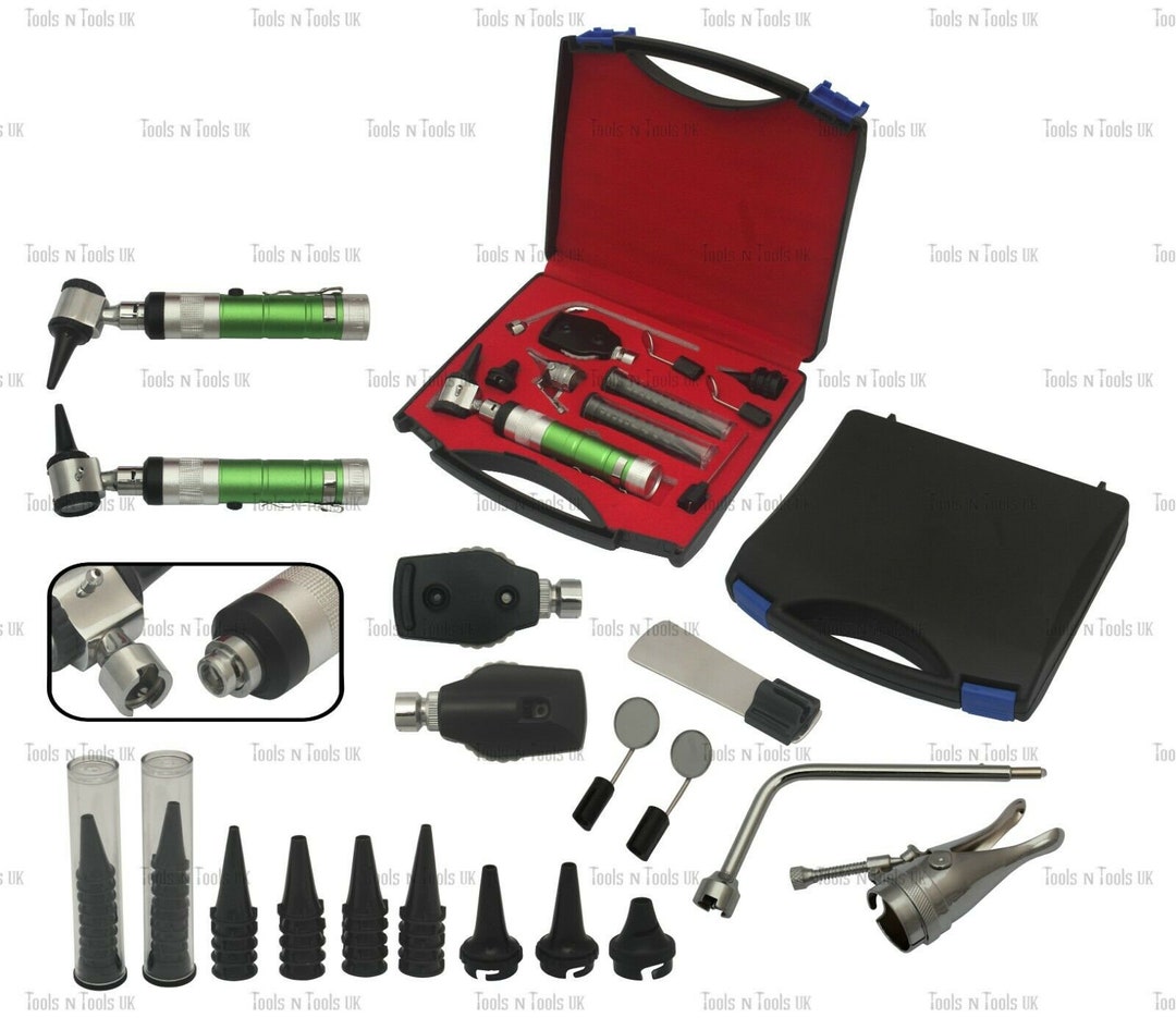 Green Veterinary Otoscope Ophthalmoscope Diagnostic Kit Ent Surgical